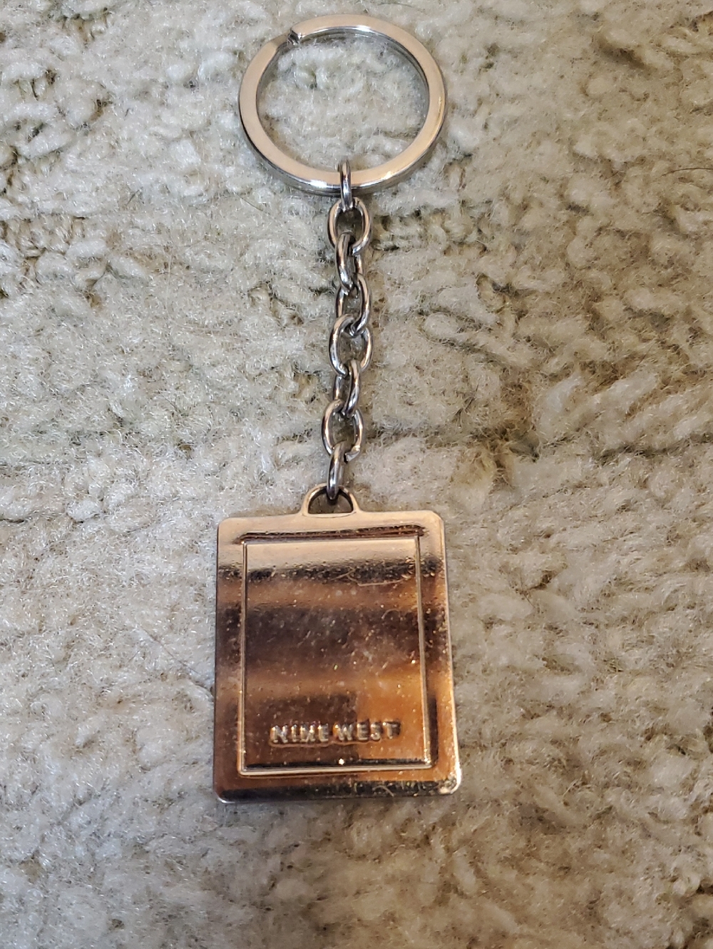 Nine West Metallic Silver Rectangular Keyring